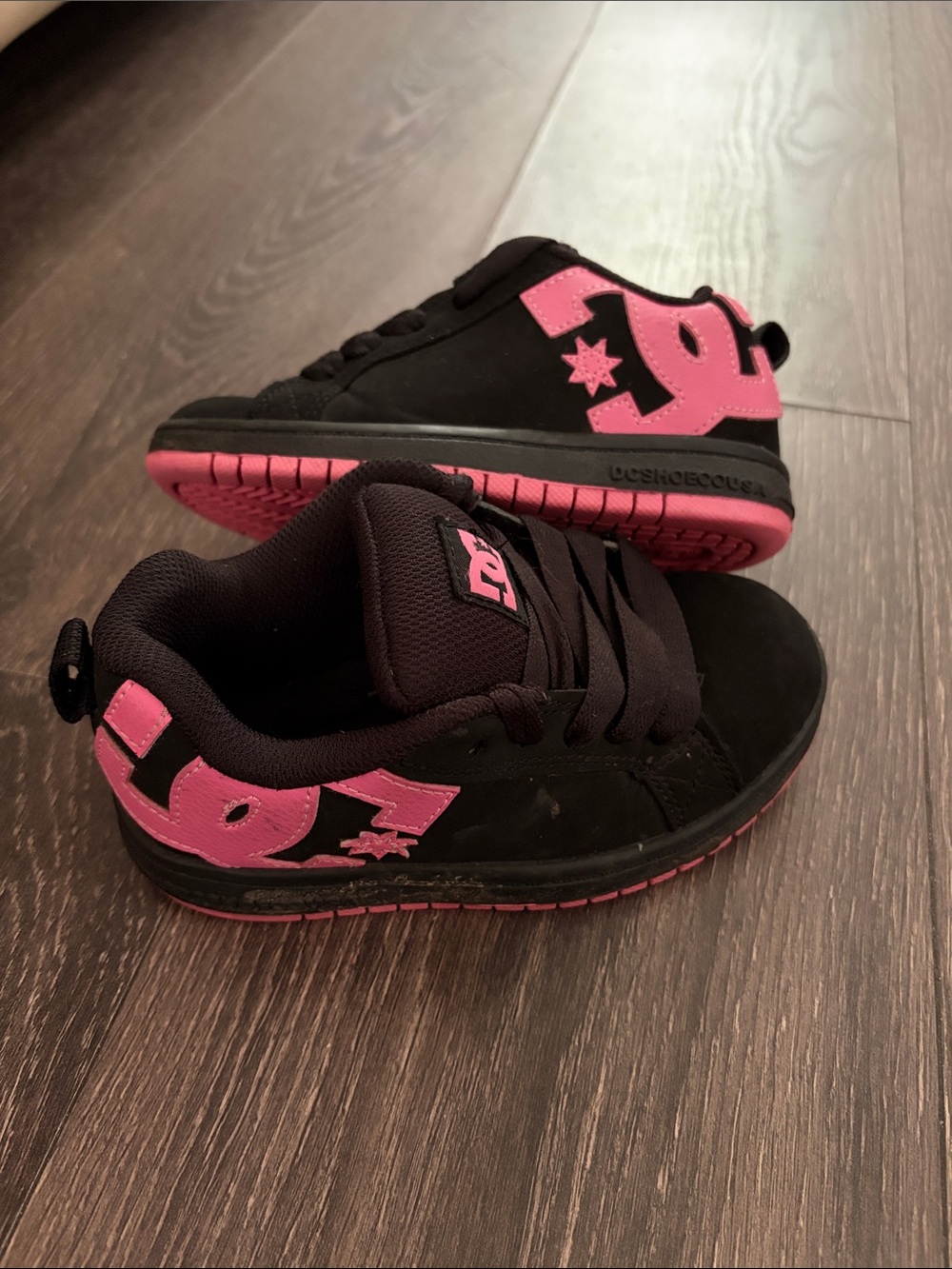 DC Kids Black and Pink Skate Sneakers 12c